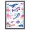 12" x 16" Cute and Quirky Nautical Animals Framed Wall Art, Contemporary Home Décor for Baby or Child's Room, Glass Facing and Hanging Hardware
